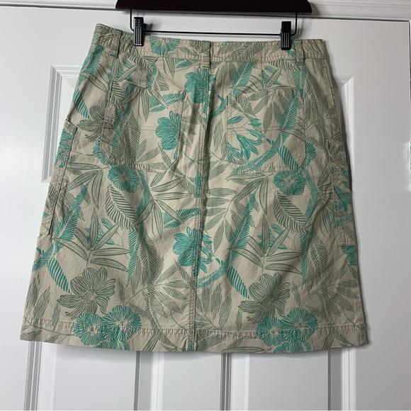 Eddie Bauer Beige and Teal Floral Print Cotton Blend  Skirt Size 8 NWT - Picture 7 of 12